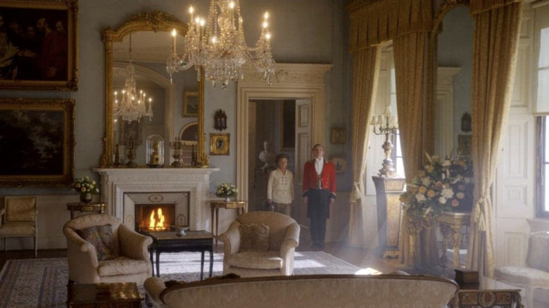 A drawing room in Downton Abbey