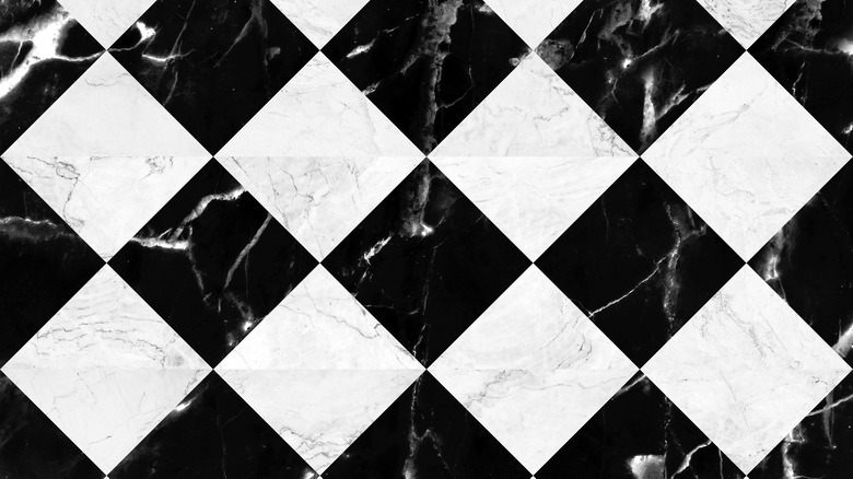 white and black marble floors 