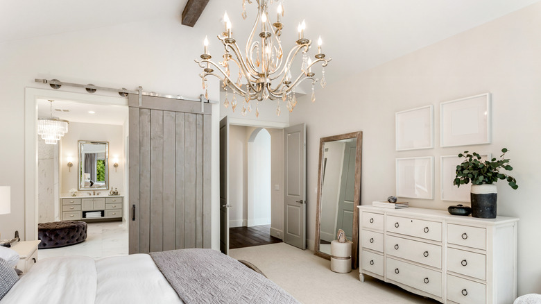 Rustic barn doors in bedroom