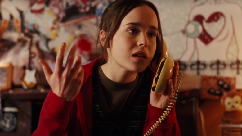 Juno talking on vintage phone