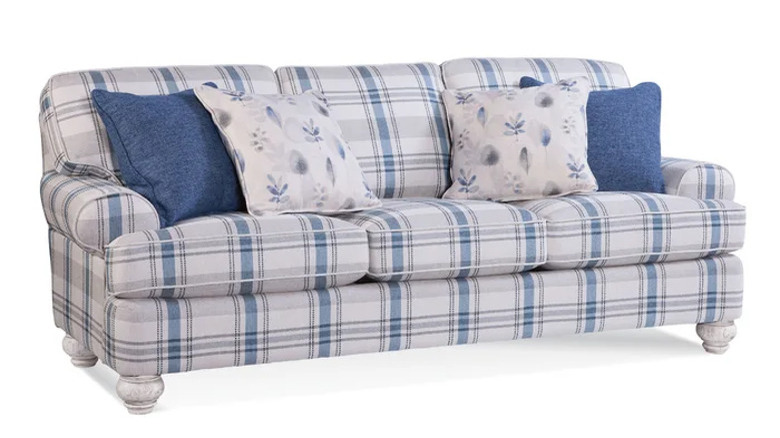 blue and white plaid couch