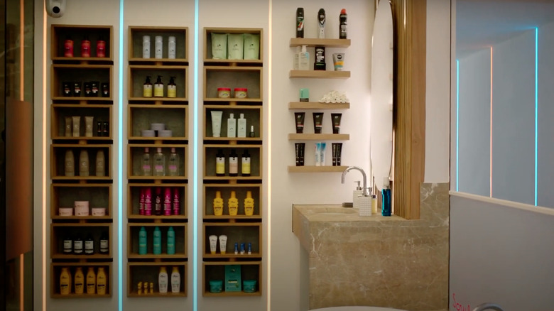 shelves in the bathroom