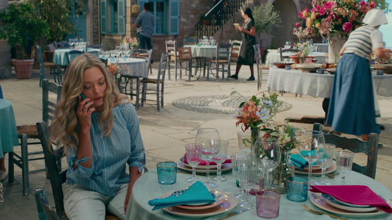 outdoor tables set in courtyard 