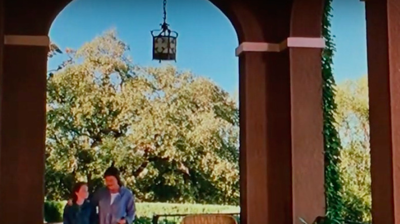 outdoor veranda with lantern