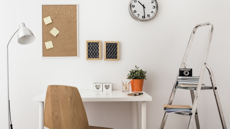 home office with bulletin board