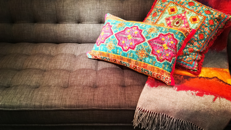 Bright pillows on couch
