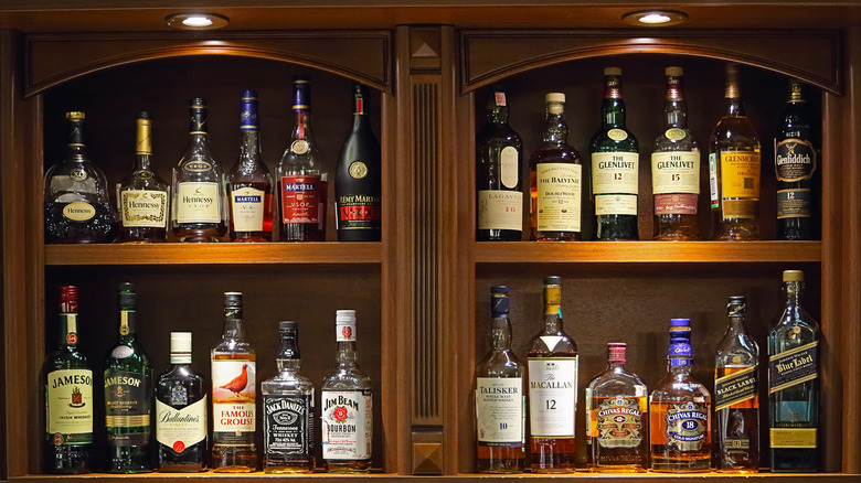 liquor cabinet with liquor