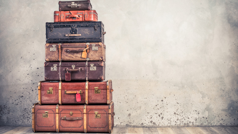 stack of old suitcases