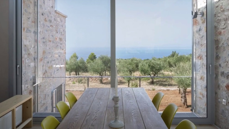 dining area with big windows