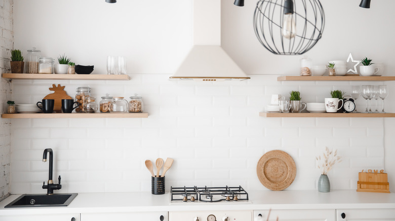 open shelving in the kitchen