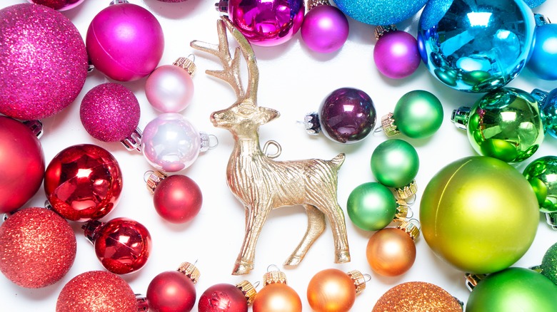 Colorful ornaments reindeer ornament 