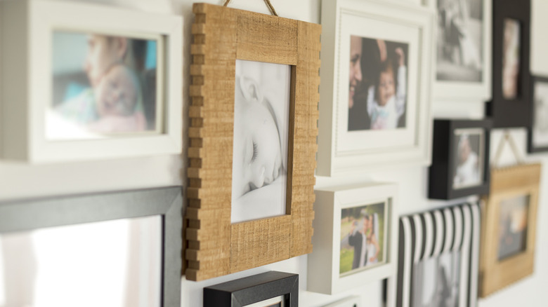 personal photograph wall with frames