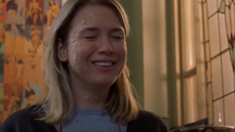 Bridget Jones food on face smiling