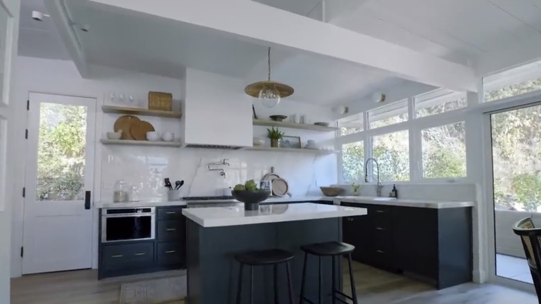 open shelving in kitchen