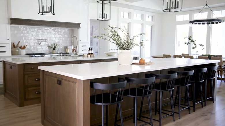 double kitchen island area