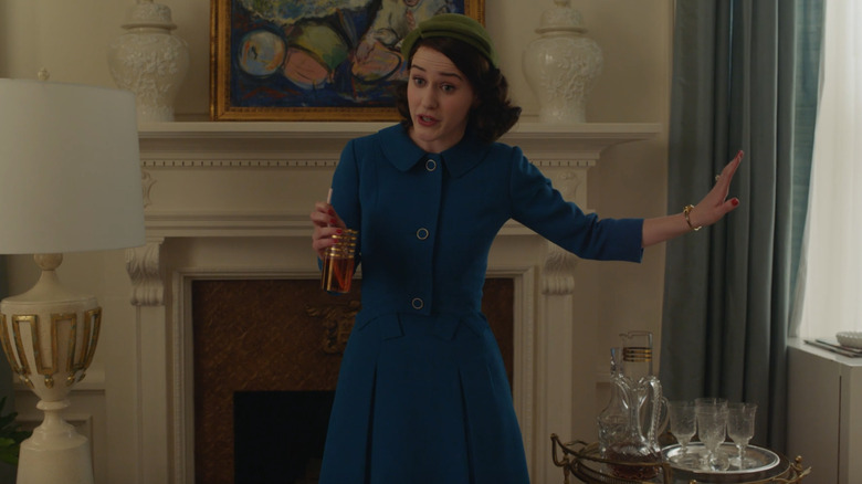 Mrs. Maisel and drink cart