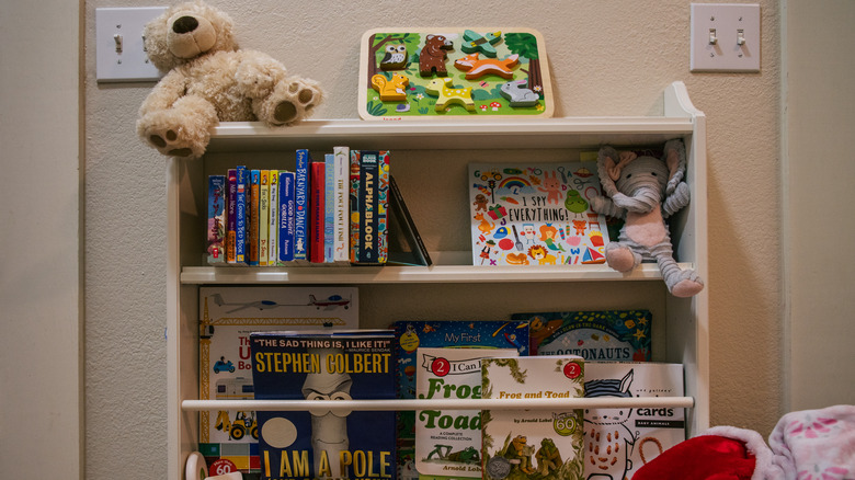 children's books on bookcase