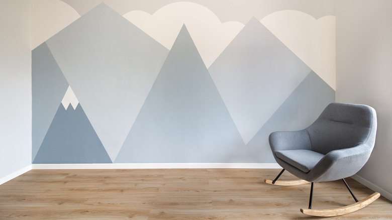 indoor mural mountain painted wall 