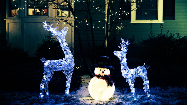 Light up deer and snowman