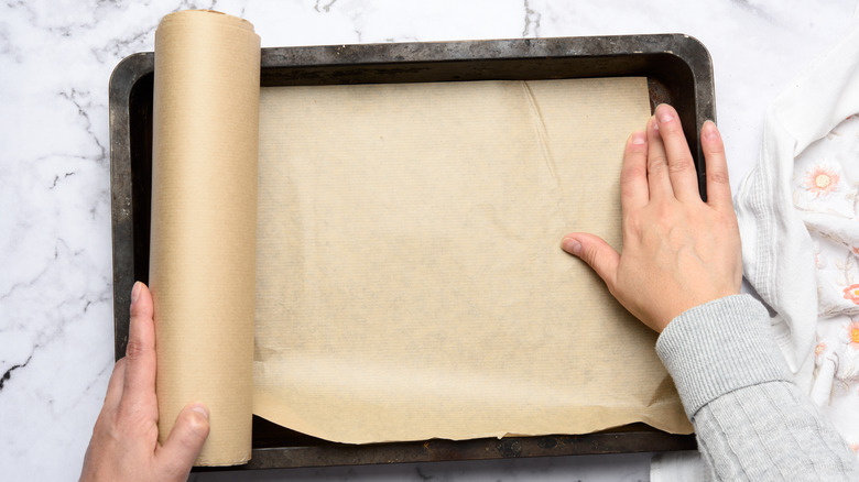 parchment paper on baking tray