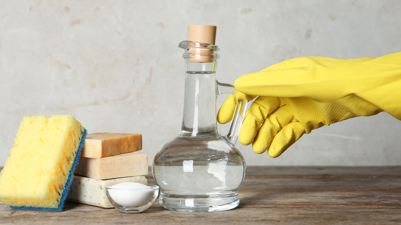 glass bottle of cleaning vinegar