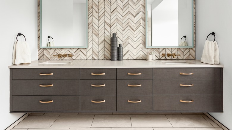 large gray double sink vanity