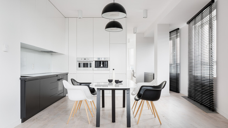 black and white kitchen