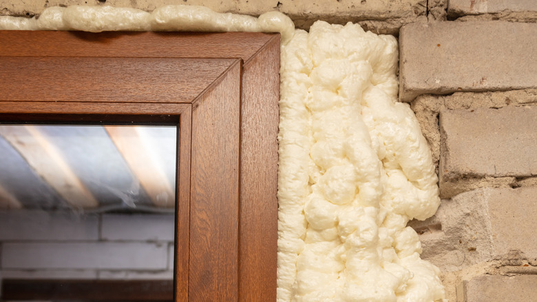 Foam insulation near doorframe
