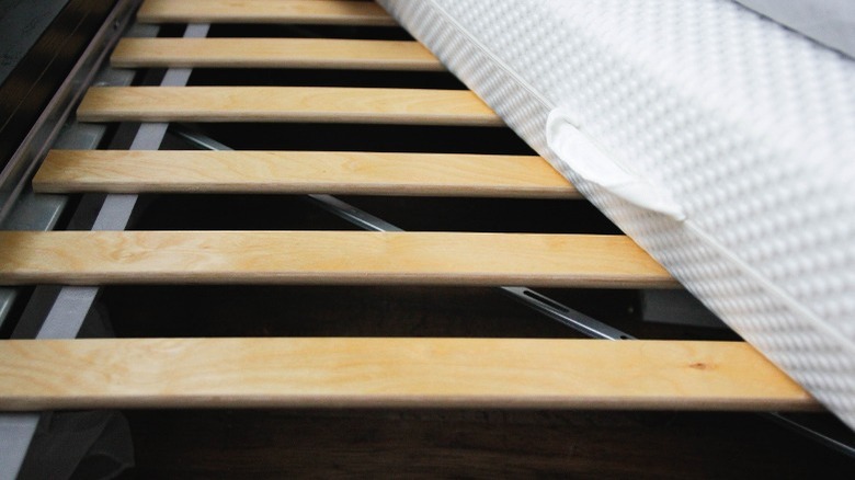 mattress shifted revealing wood slats