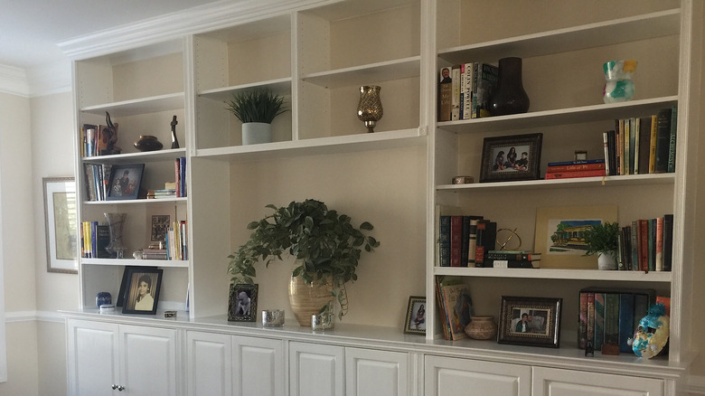 trim makes bookshelves look custom