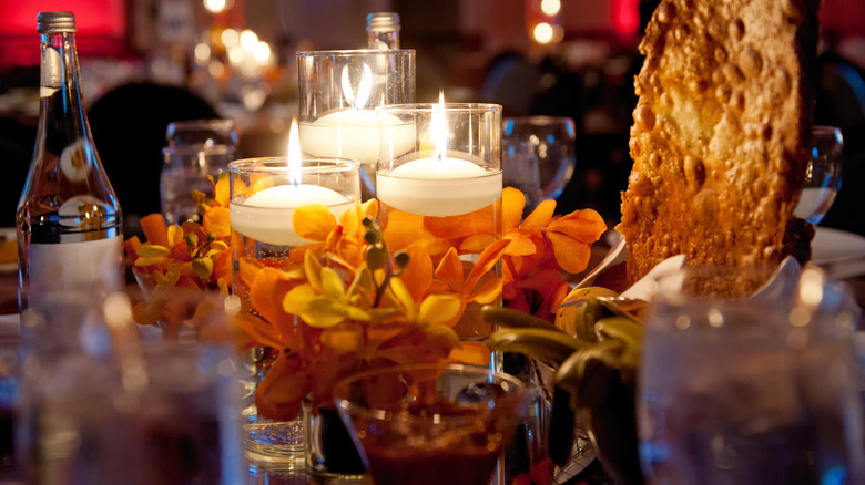 Floating candles on table