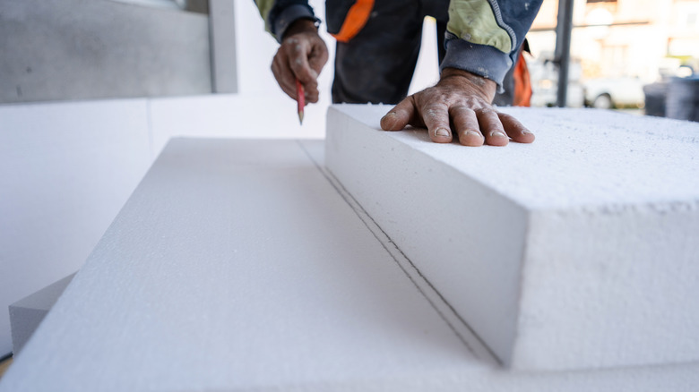 measuring polystyrene foam