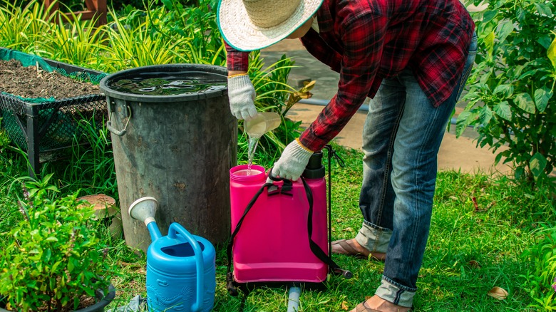 gardener filling spray tank