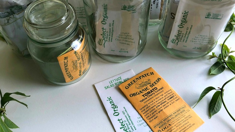 Seed packets with jars