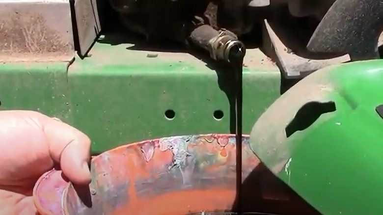 draining oil in riding mower