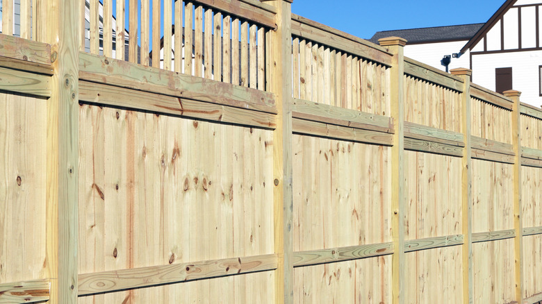 A tall wooden property fence.