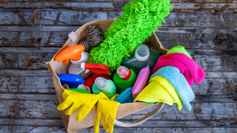 commercial cleaners in a bag