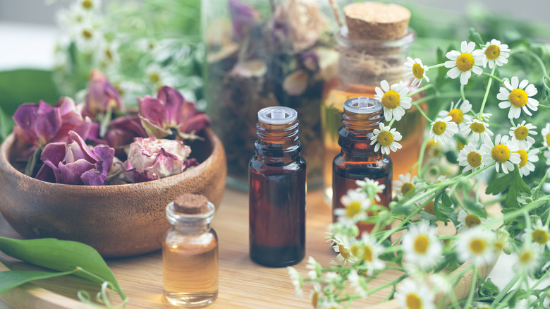 Fresh herbs and essential oils
