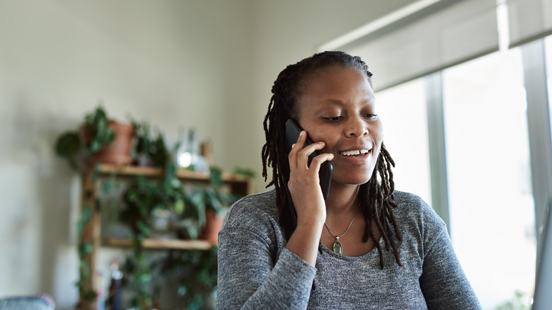 woman talking on phone