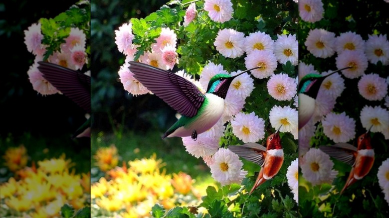 Hummingbirds drinking nectar