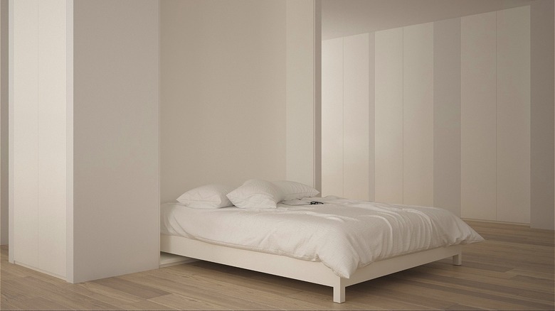 White Murphy bed in room