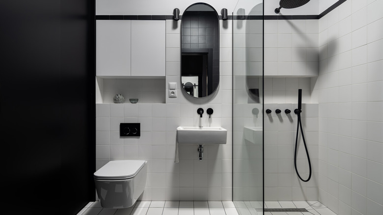 Black and white small bathroom