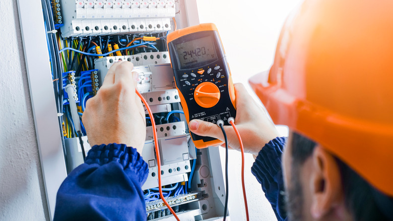 electrician working with wires