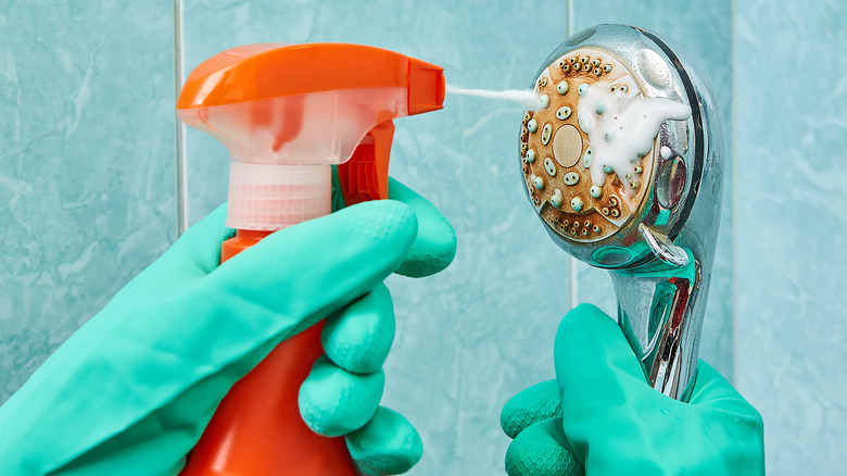 Cleaning showerhead 