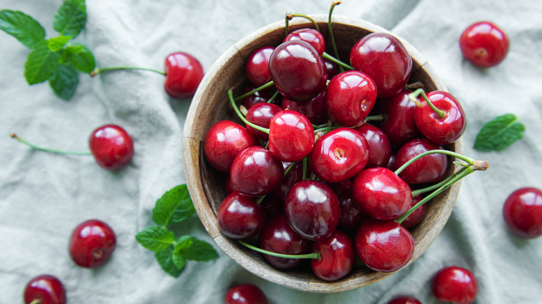 bowl of cherries on counter