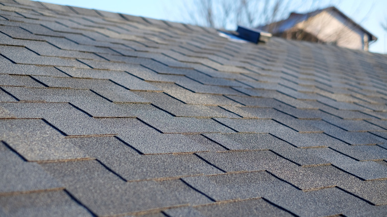 Up close asphalt shingles