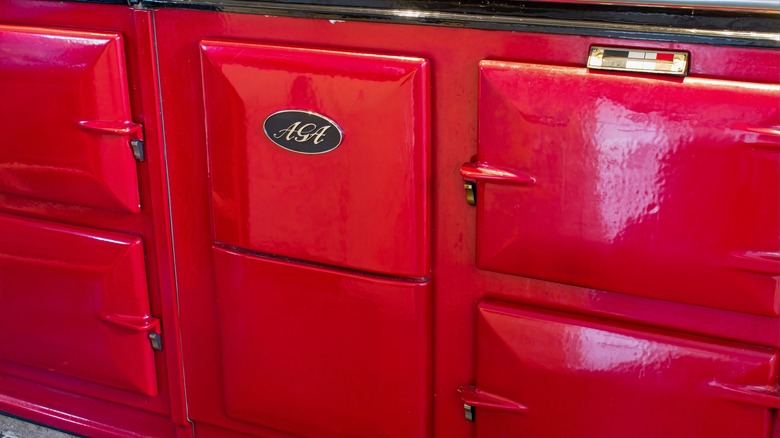 Glossy red AGA stove