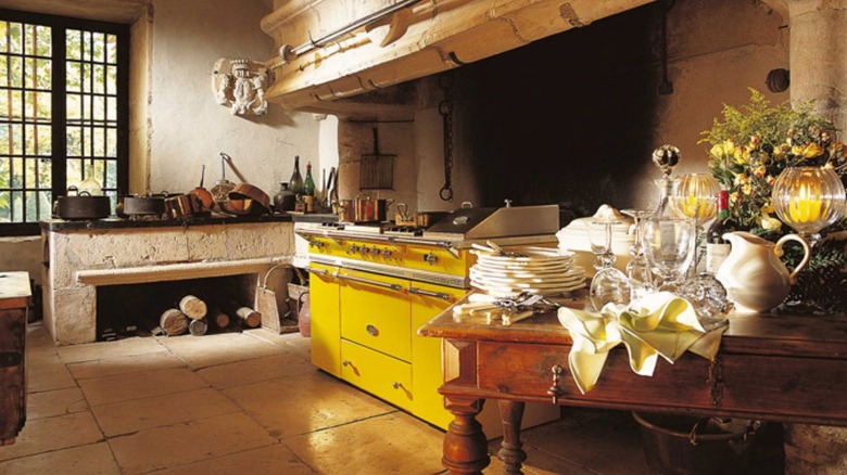 Bright yellow Lacanche stove