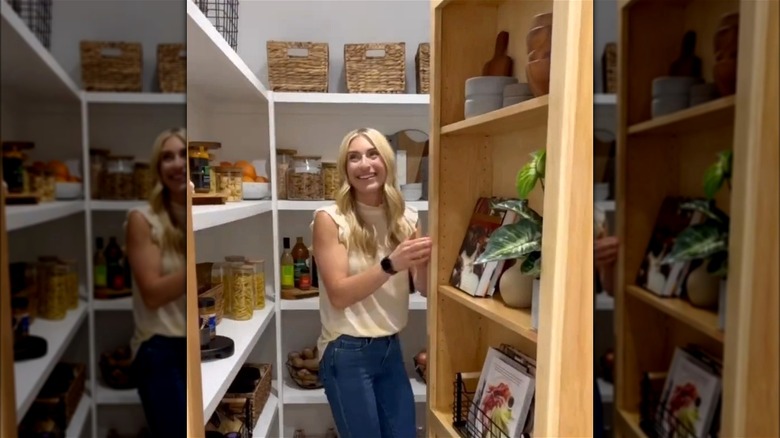 Jasmine Roth showing secret pantry