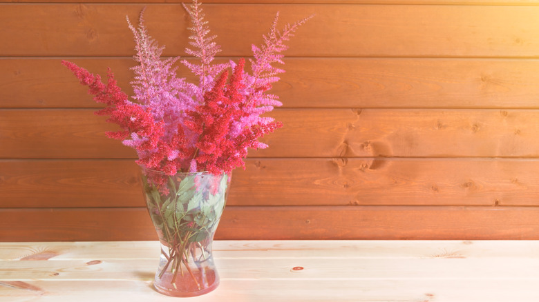 woman holding cut astilbe flowers